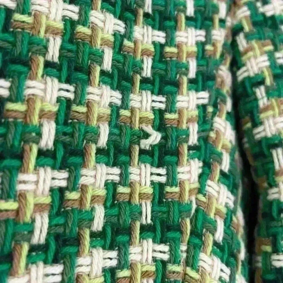 Blogger Favorite Green Zara Woven Textured Double Breasted Tweed Blazer Size S - Picture 9 of 13